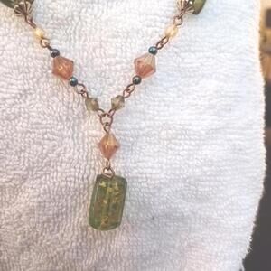 Multi colored necklace green jade gemstone
